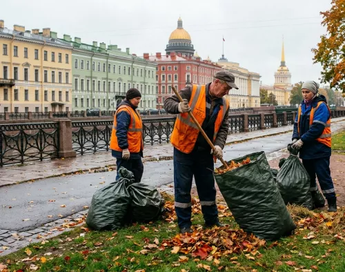 сбор мусора на участке