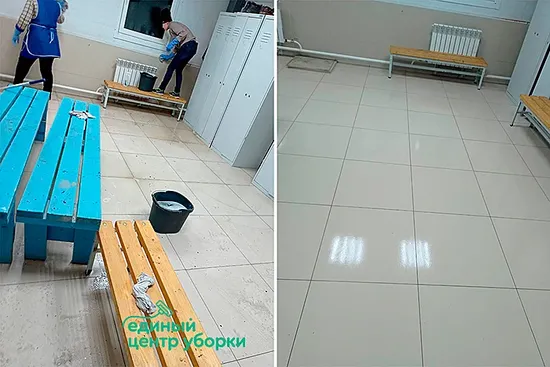 Уборка на производстве, чистка мужских раздевалок