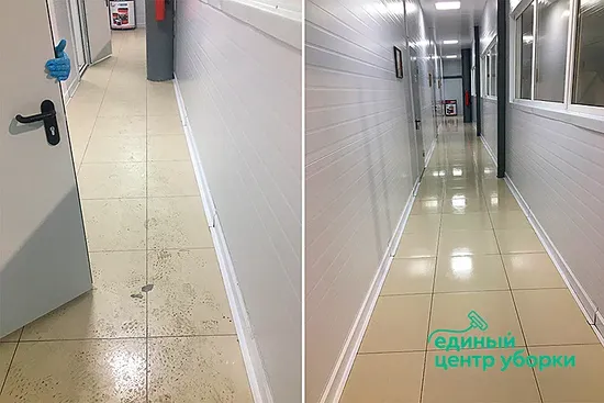Промыли пол и коридоры