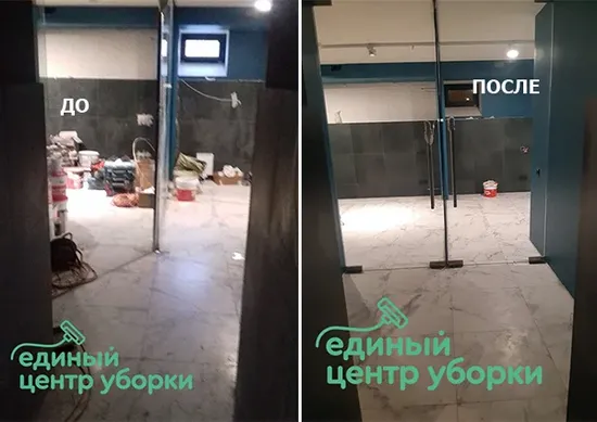 Очистили новый магазин сантехники после отделки