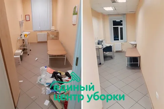 Подметание, сбор мусора и влажная уборка больниц