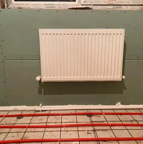 Монтаж батареи в магазине