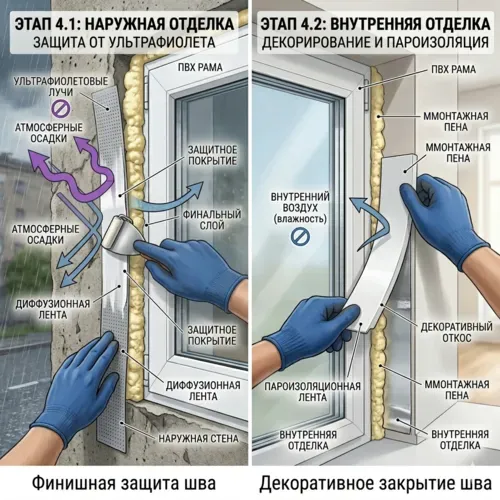 нанесение клейкой ленты