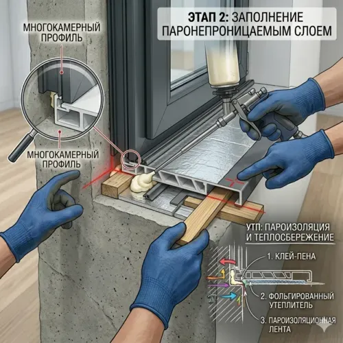утепление пвх подоконника